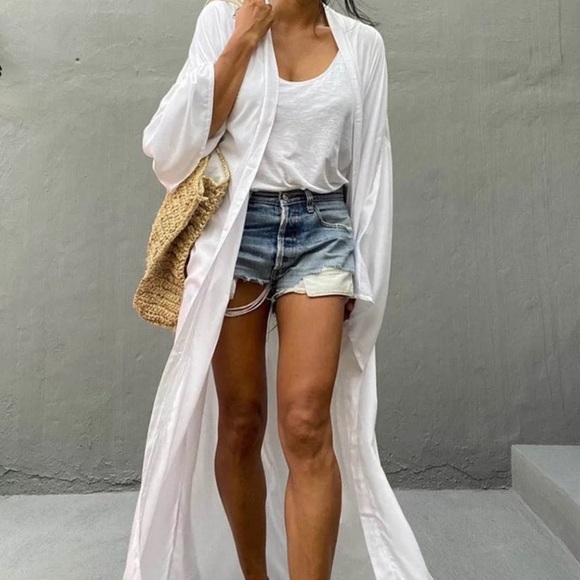 White Washed Summer Cotton Maxi
Oversized Open Front Kimono Duster - Picture 2 of 8